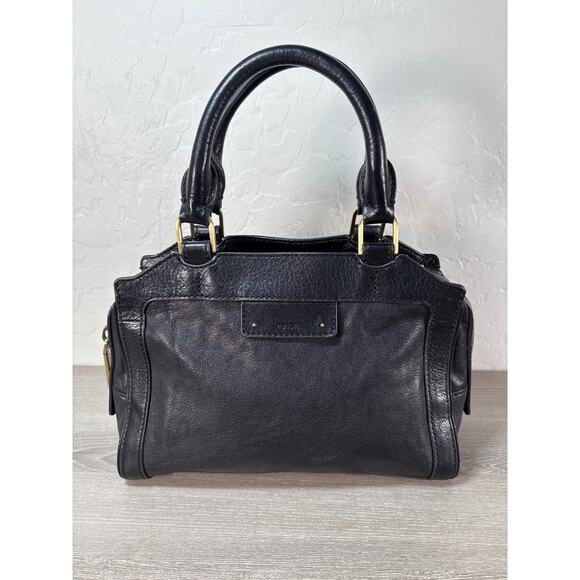 Fossil Small Logan Satchel Black Crossbody Leather Gold Tone Hardware **READ** - Picture 1 of 9